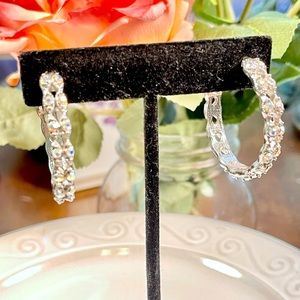 5/$25 Sale! Iridescent Rhinestone Hoop Earrings